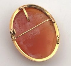 Vintage Hand-Carved Shell Cameo 14K Gold 3.57g Pendant Brooch 3.75cm x 2cm