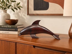 Vintage Hand-Carved Solid Ironwood Dolphin Sculpture, circa 1970s