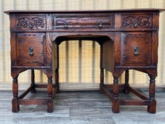 Vintage Hand Carved Spanish Revival Style Writing Desk. Circa 1960s