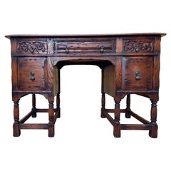 Vintage Hand Carved Spanish Revival Style Writing Desk. Circa 1960s