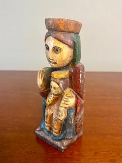 Vintage Hand-Carved Spanish Wood Figure – Virgin of Montserrat (La Moreneta)