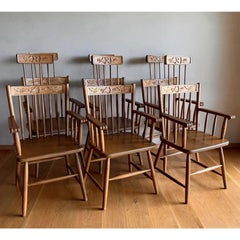 Vintage Hand Carved Spindle Birdcage Cage Back Chairs Flowers Birds-set of 6