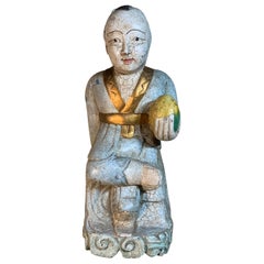 Vintage Hand Carved Standing Boy Probably Bodhisattva
