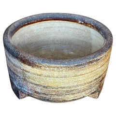 Vintage Hand-Carved Stone Gradient Brushed Footed Pot