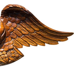 Vintage Hand-Carved Teak Bellamy Eagle with Shield