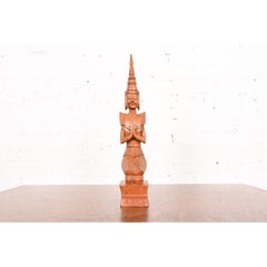 Vintage Hand-Carved Teak Thai Theppanom Sculpture