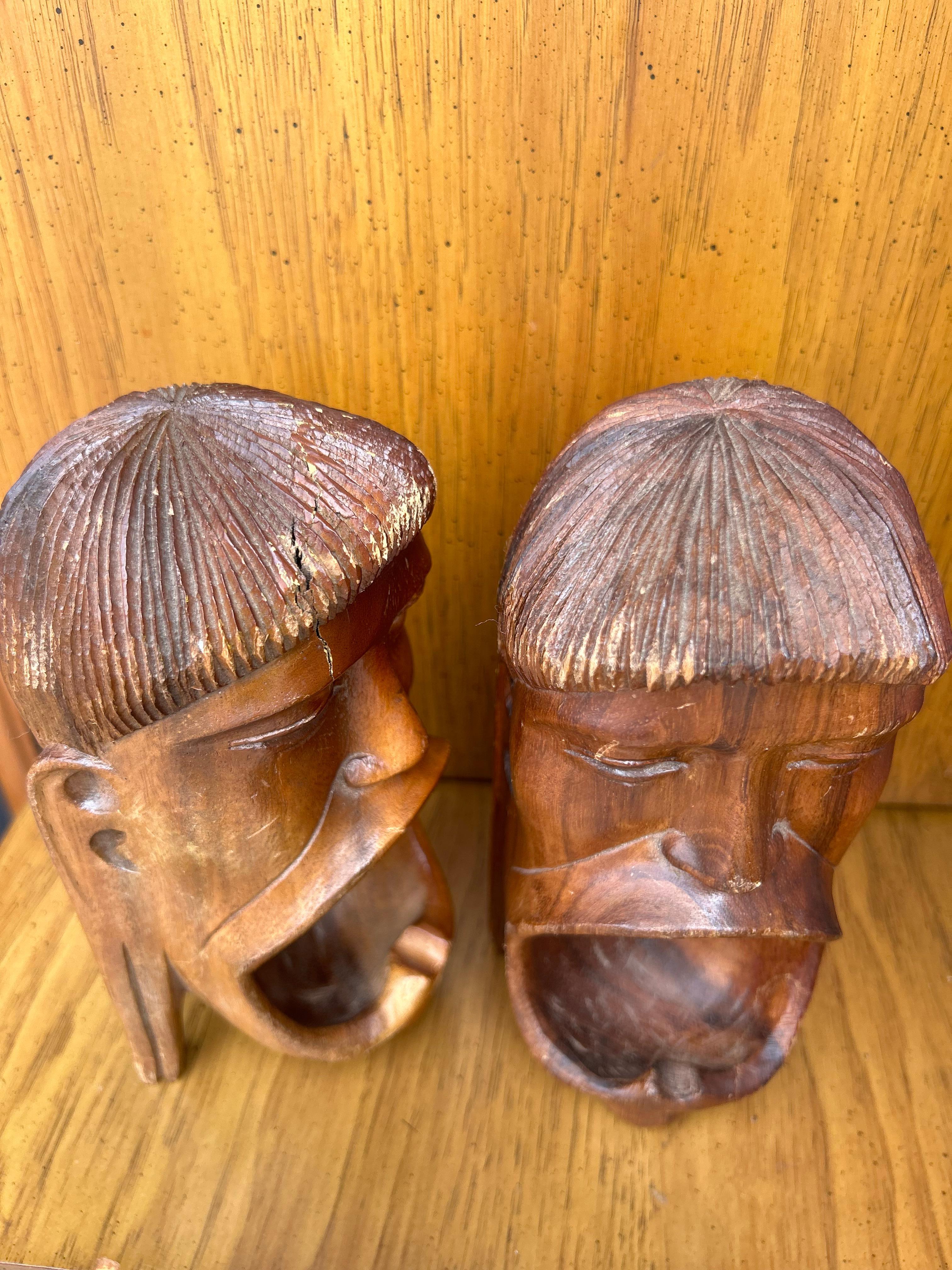 Unknown Vintage Hand Carved Tribal Indian Book Ends