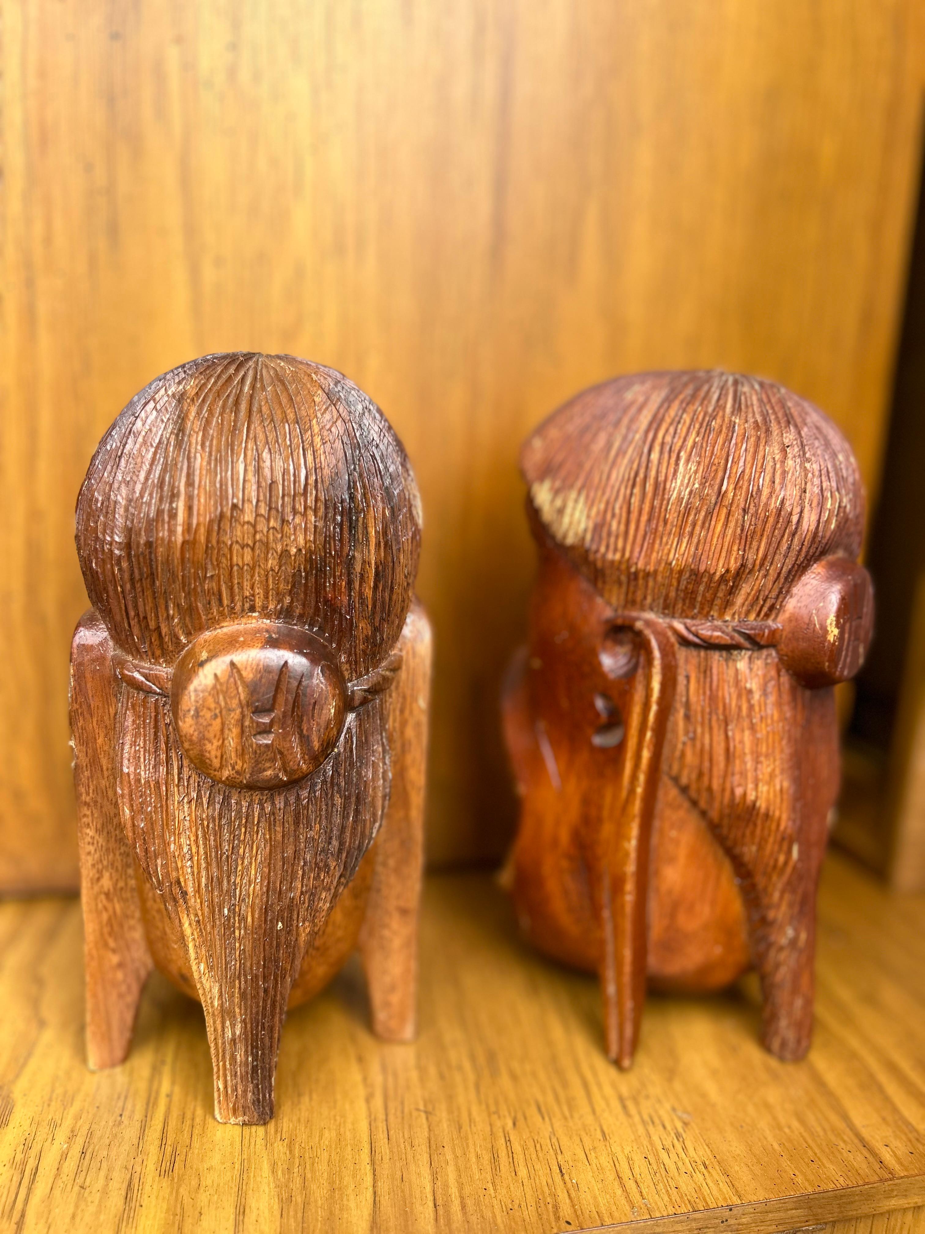 20th Century Vintage Hand Carved Tribal Indian Book Ends