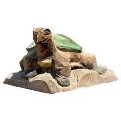 Vintage Hand Carved Turtle Sculpture