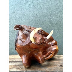 Vintage Hand Carved Wild Boar