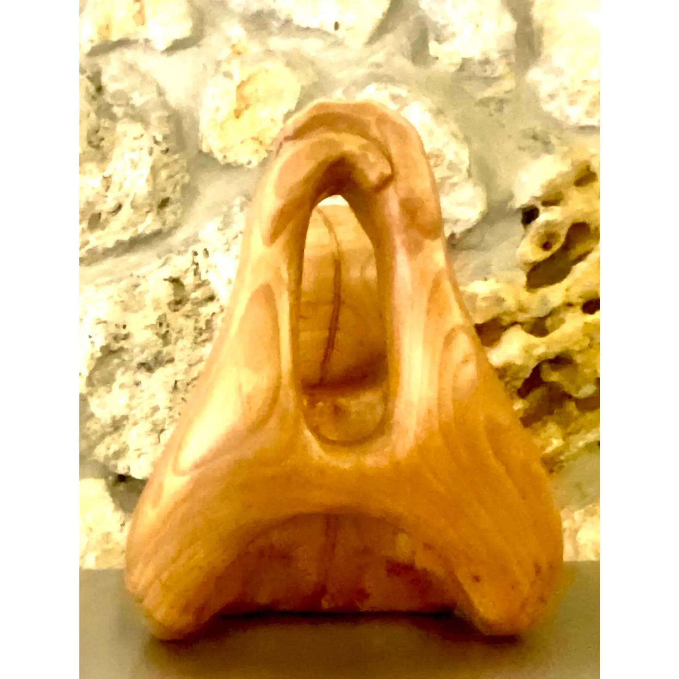 Vintage Hand Carved Wood Abstract Sculpture For Sale 1