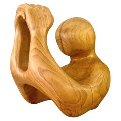 Vintage Hand Carved Wood Abstract Sculpture