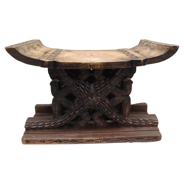 Vintage Hand carved Wood African Ashanti Stool For Sale at 1stDibs