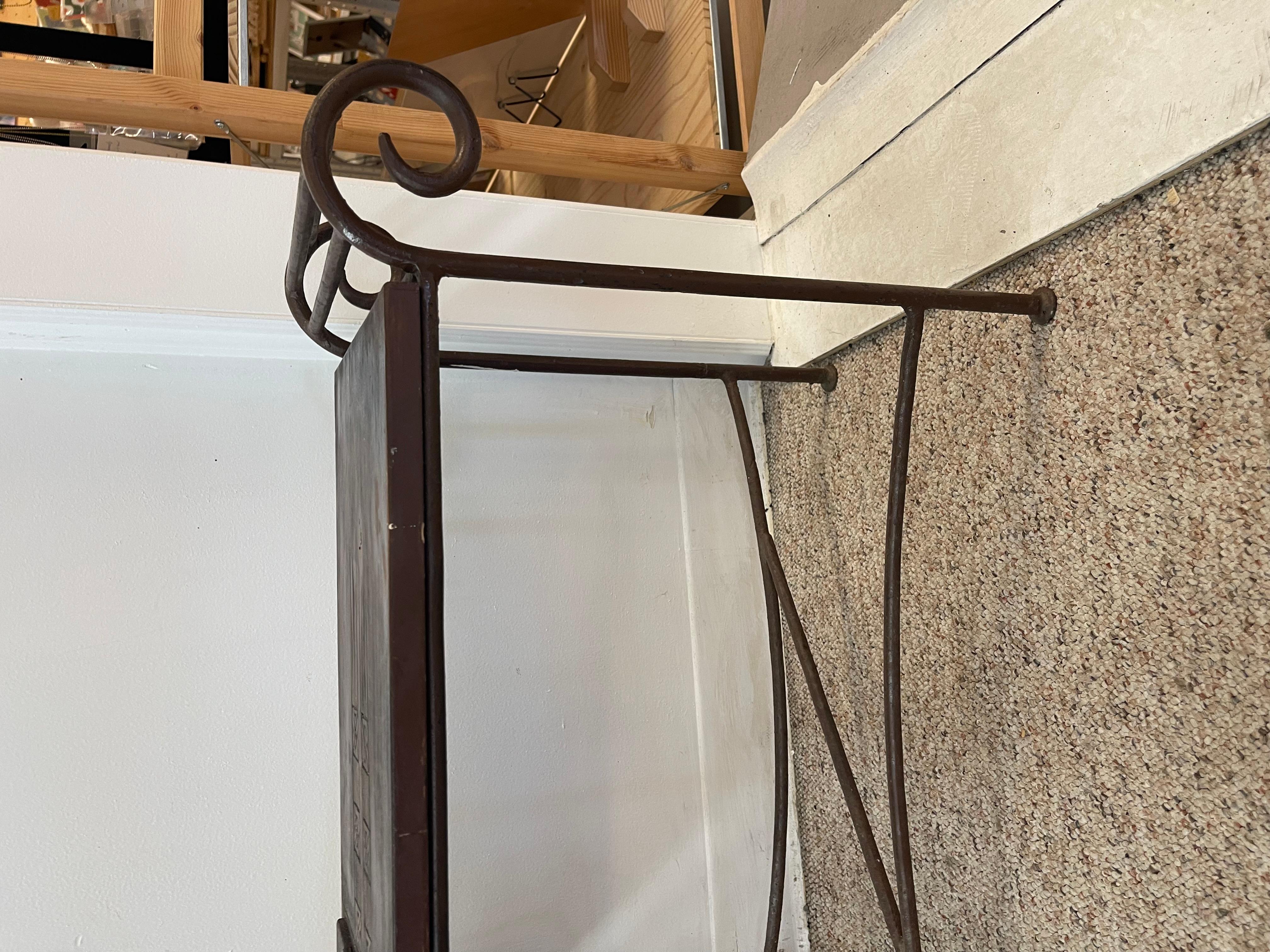 Vintage Hand-Carved Wood and Wrought Iron Console Table with Tribal Motifs For Sale 5