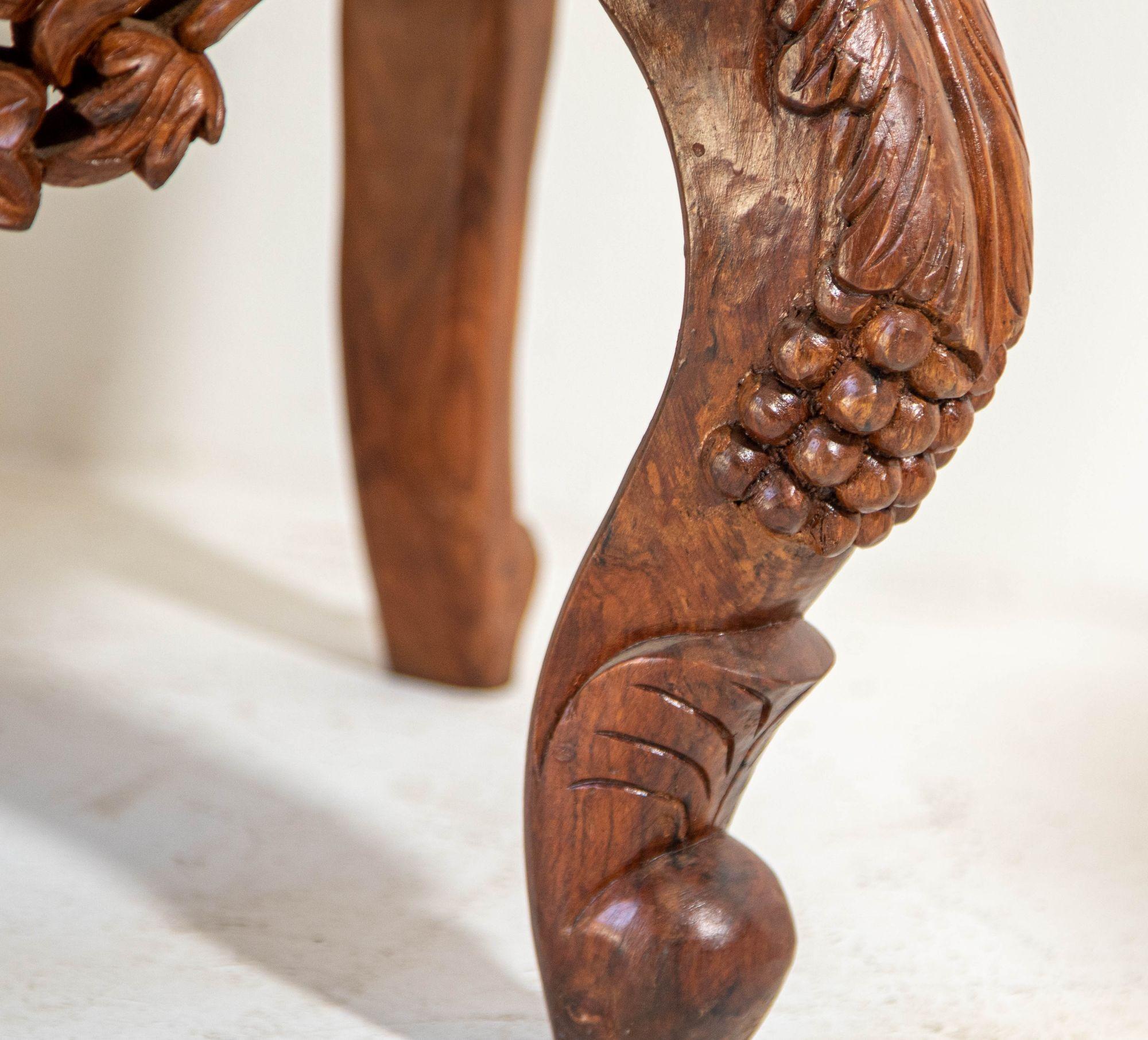 Vintage Hand Carved Wood Anglo-Indian Chairs 9