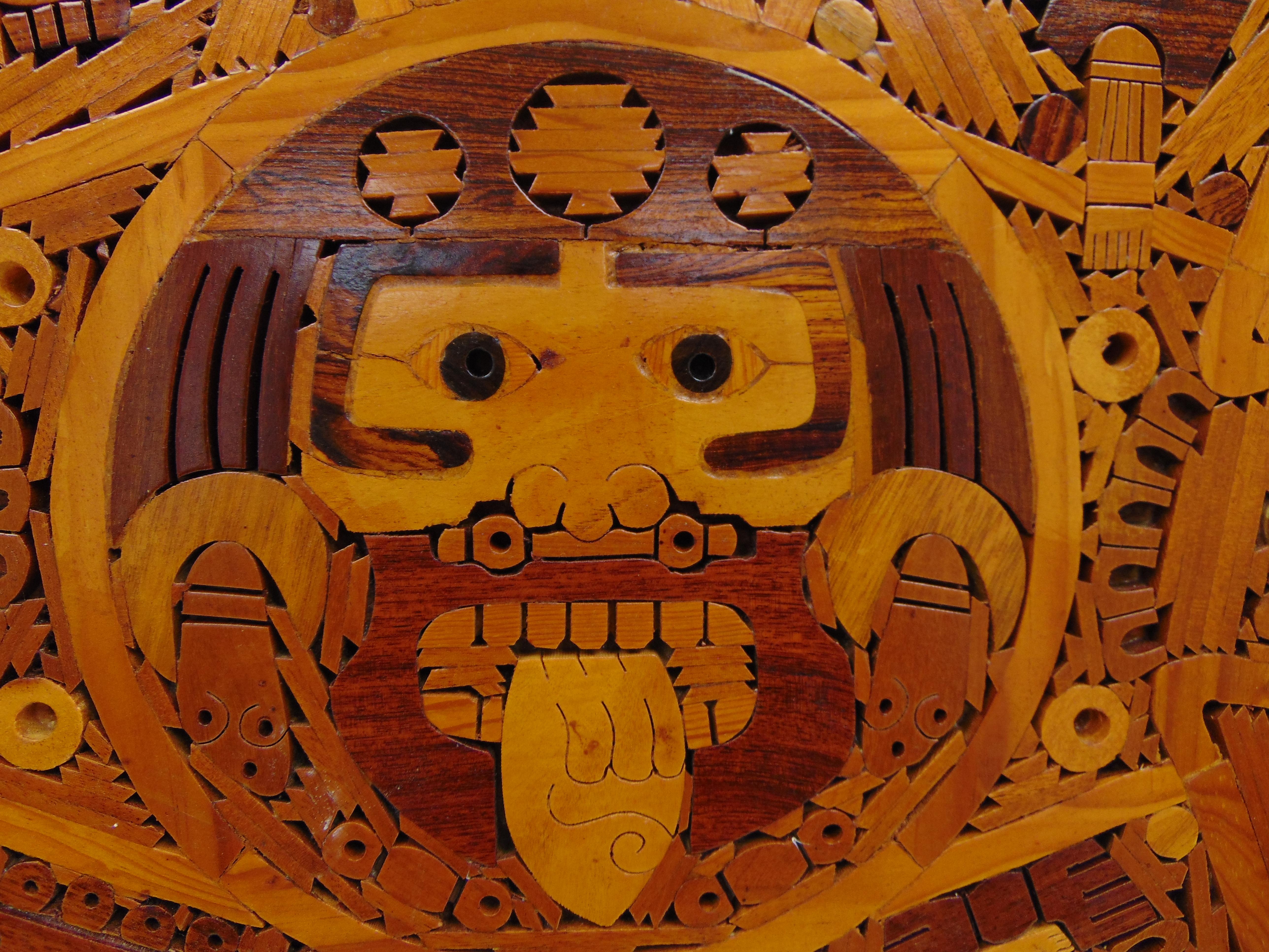 wooden aztec calendar