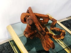 Vintage Hand Carved Wood Chain Link Sculpture, circa 1970s