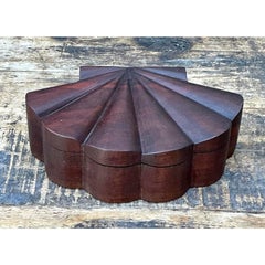 Vintage Hand Carved Wood Clam Box