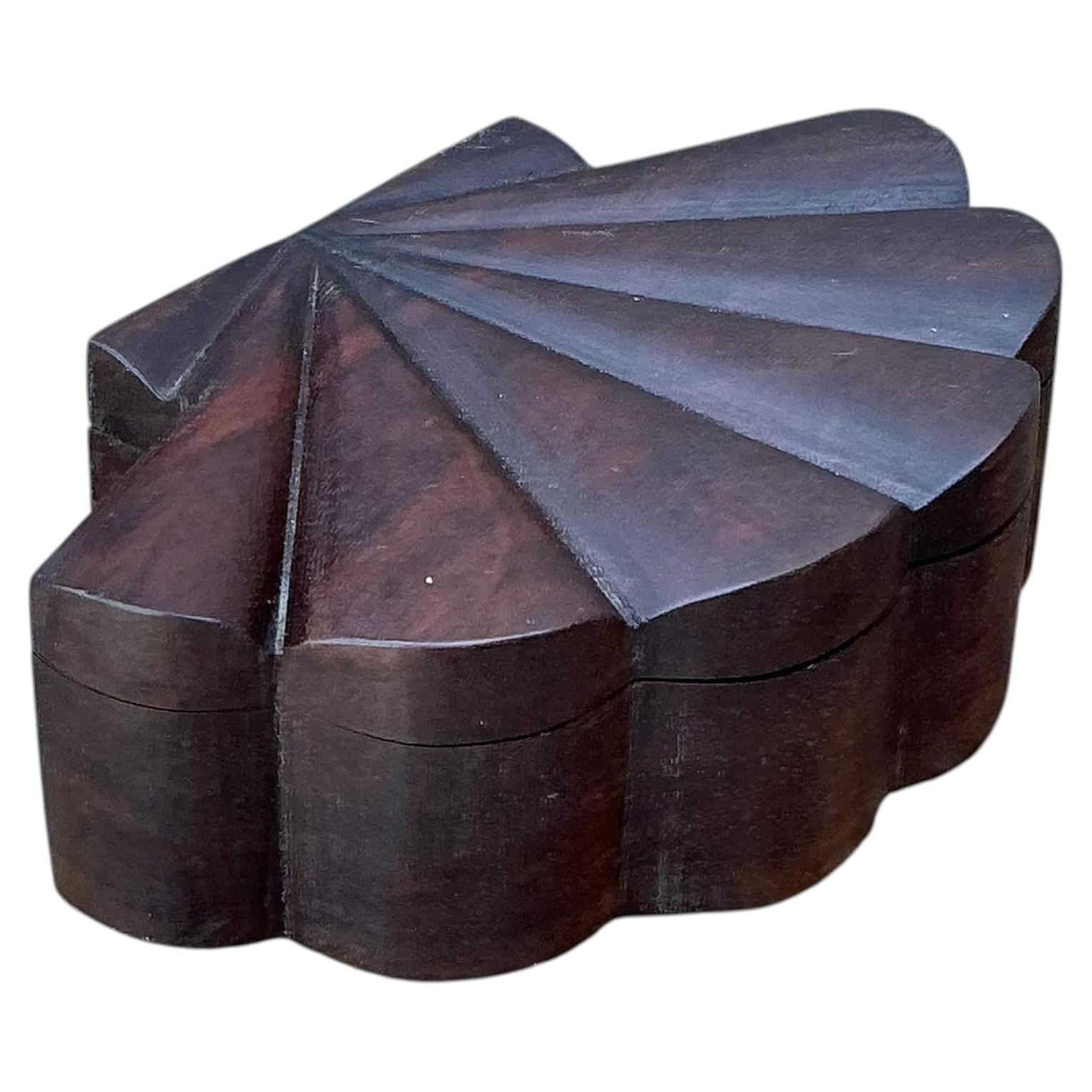 Vintage Hand Carved Wood Clam Box