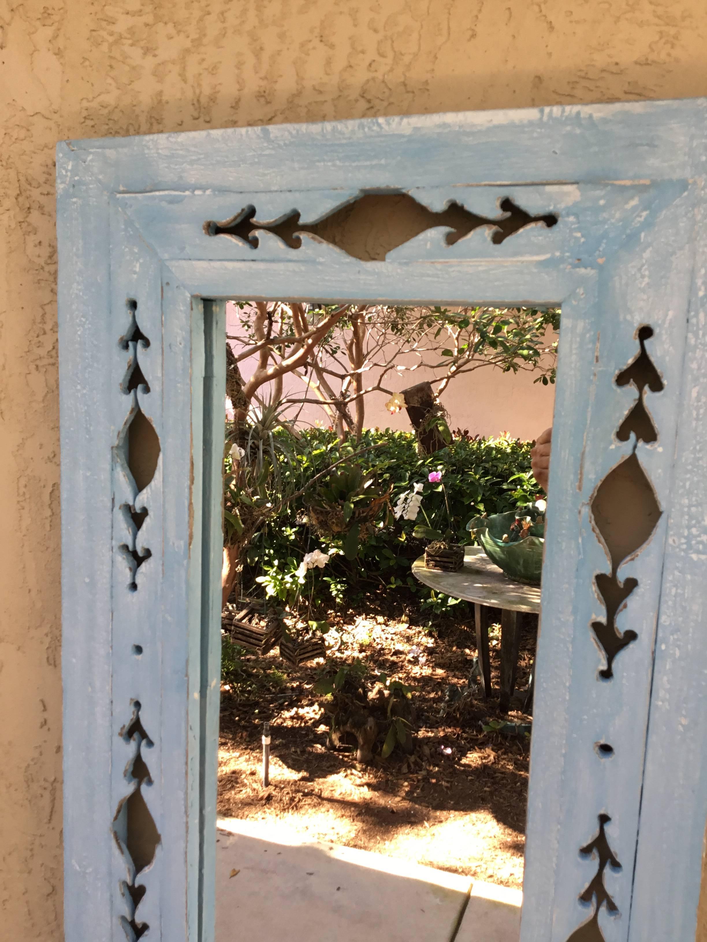 Vintage Hand-Carved Wood Mirror In Good Condition In Delray Beach, FL