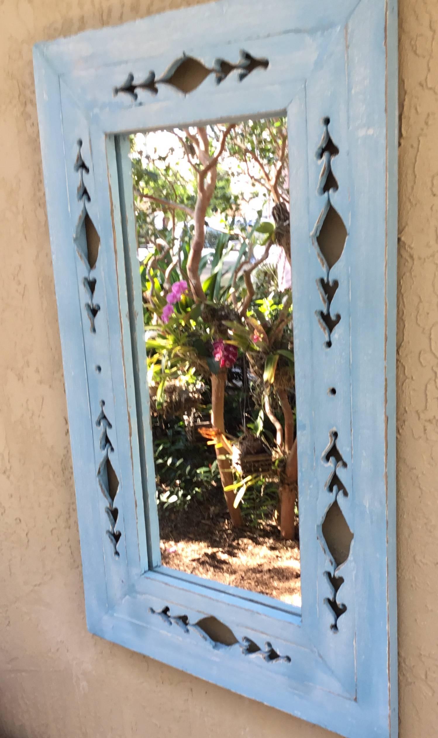 Vintage Hand-Carved Wood Mirror 3