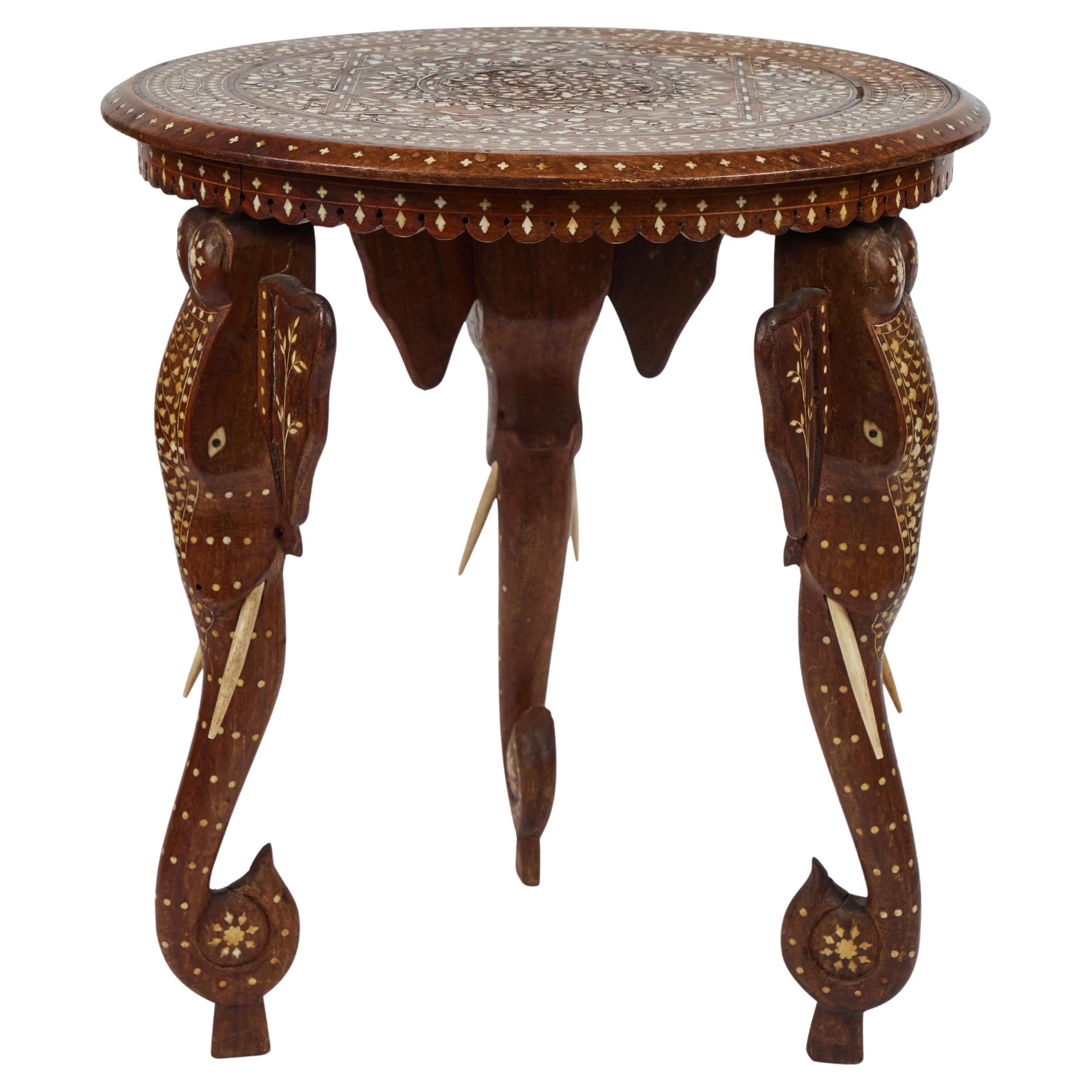 Vintage Hand Carved Wood Table w/ "Elephant Head" Legs