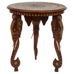 Vintage Hand Carved Wood Table w/ "Elephant Head" Legs