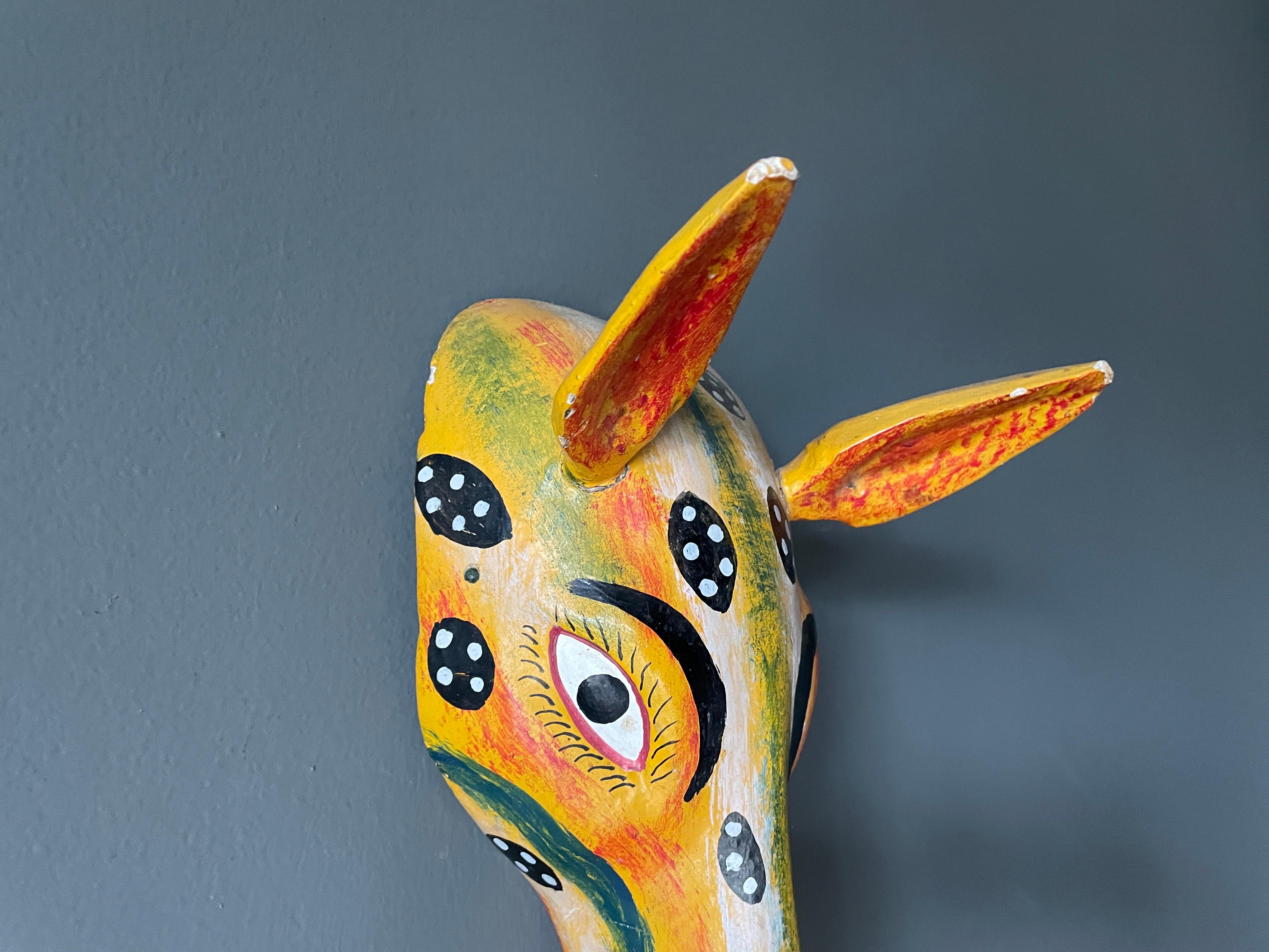 20th Century Vintage Hand Carved Wooden Animal Mask