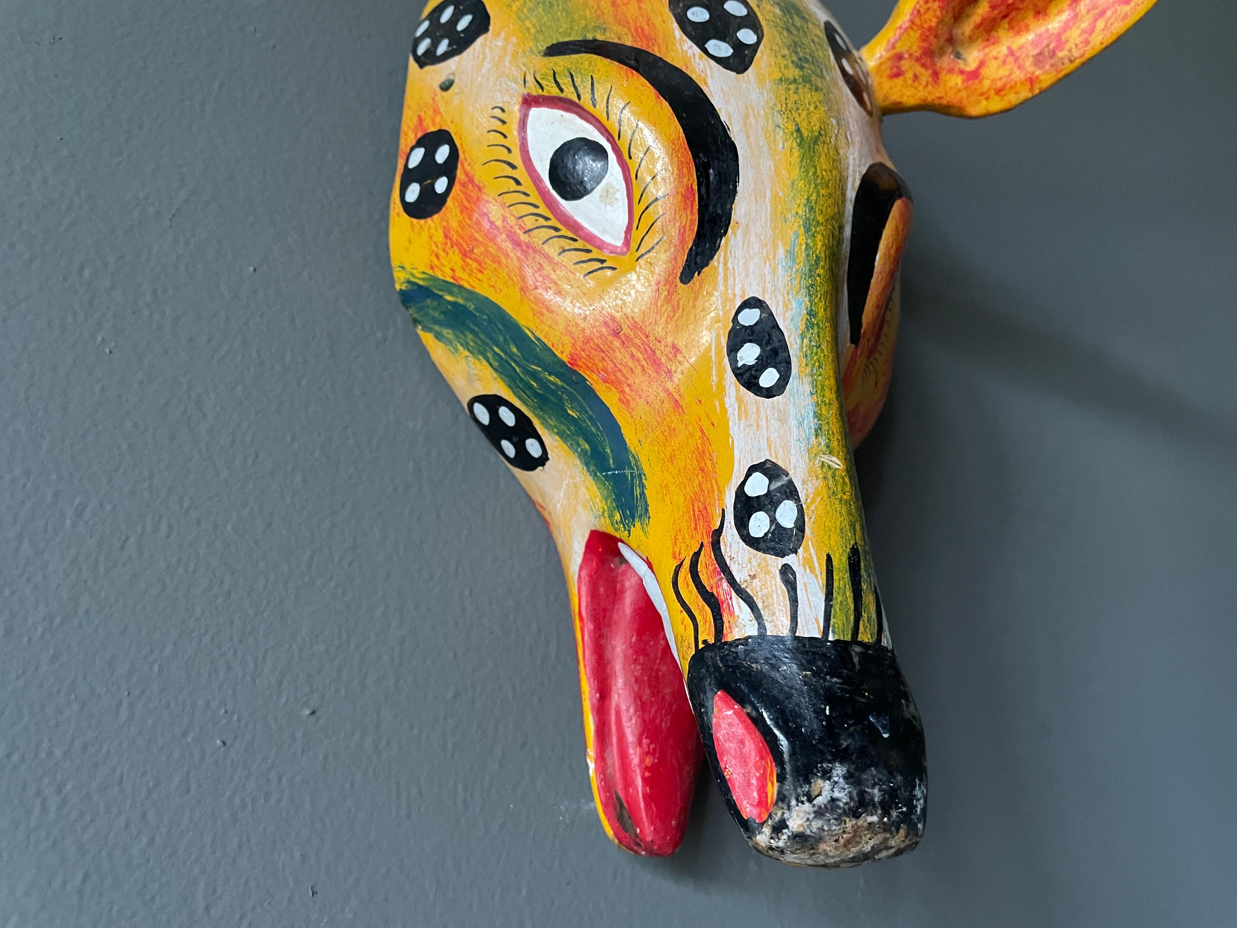 Vintage Hand Carved Wooden Animal Mask 1