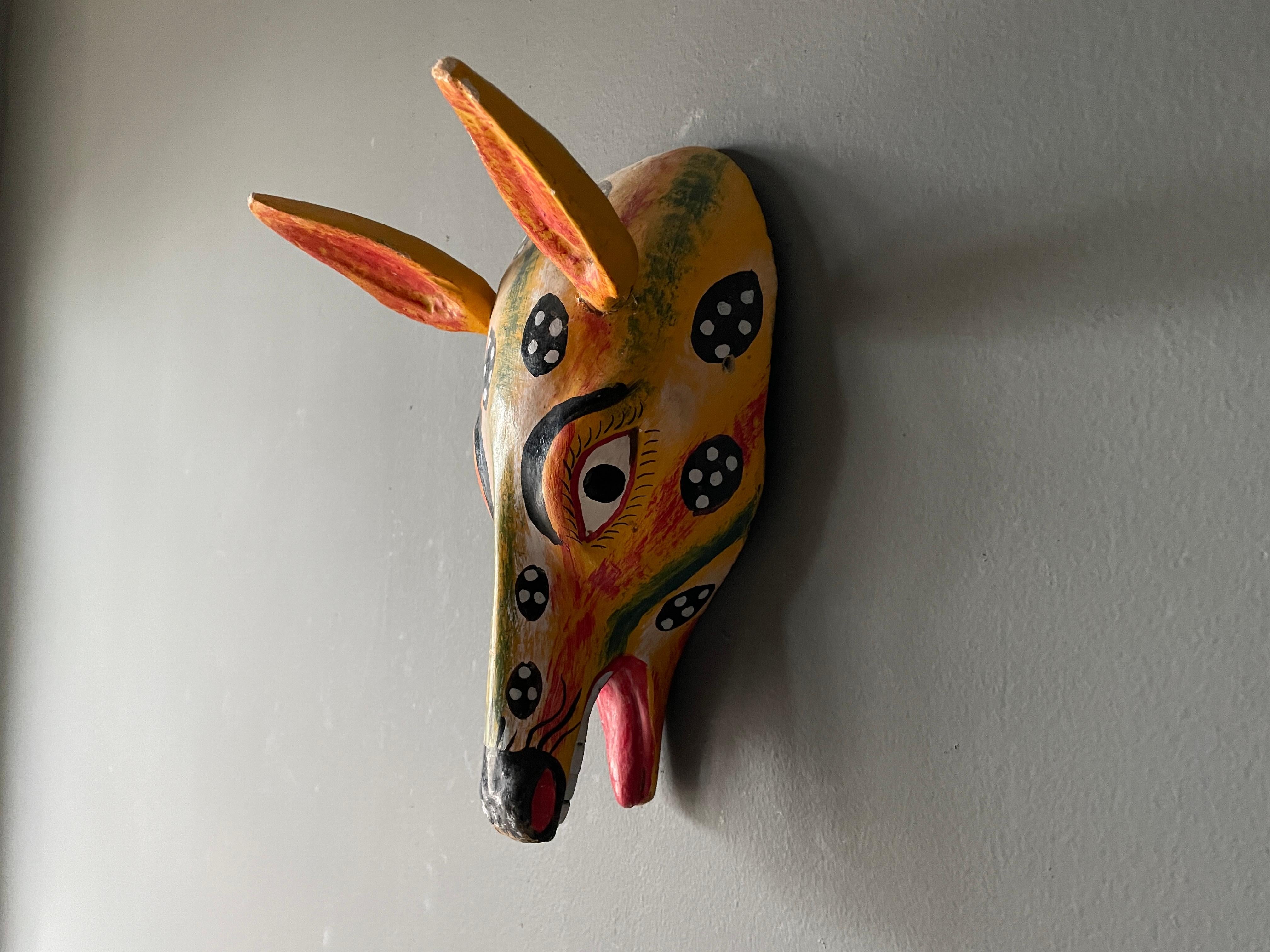 Vintage Hand Carved Wooden Animal Mask 2