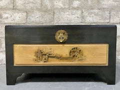 Vintage Hand Carved Wooden Chest by George Foo Company, Hong Kong. Circa 1960s