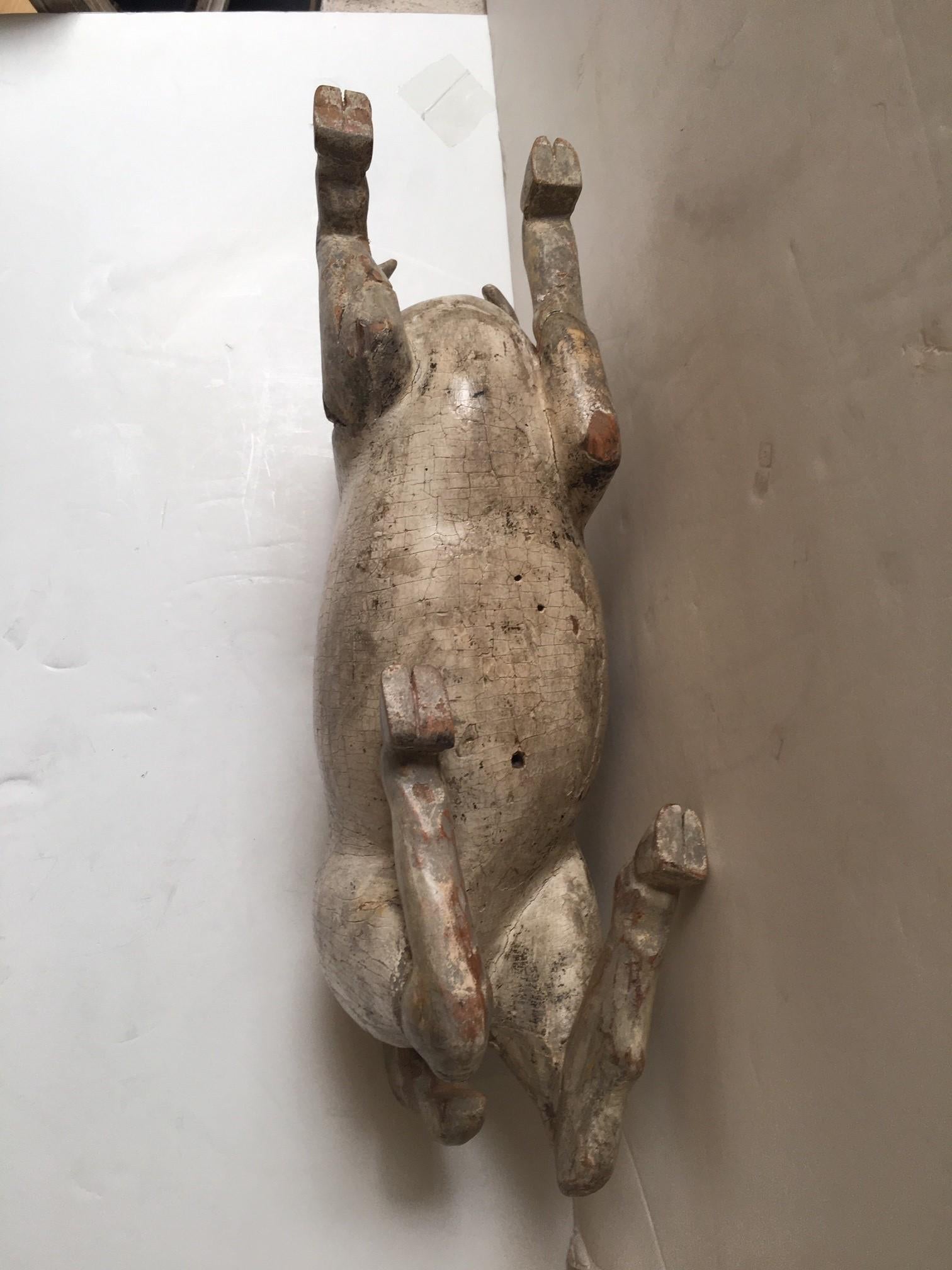 Capra cinese vintage intagliata a mano in legno e dipinta a mano di Falk Art in vendita 3