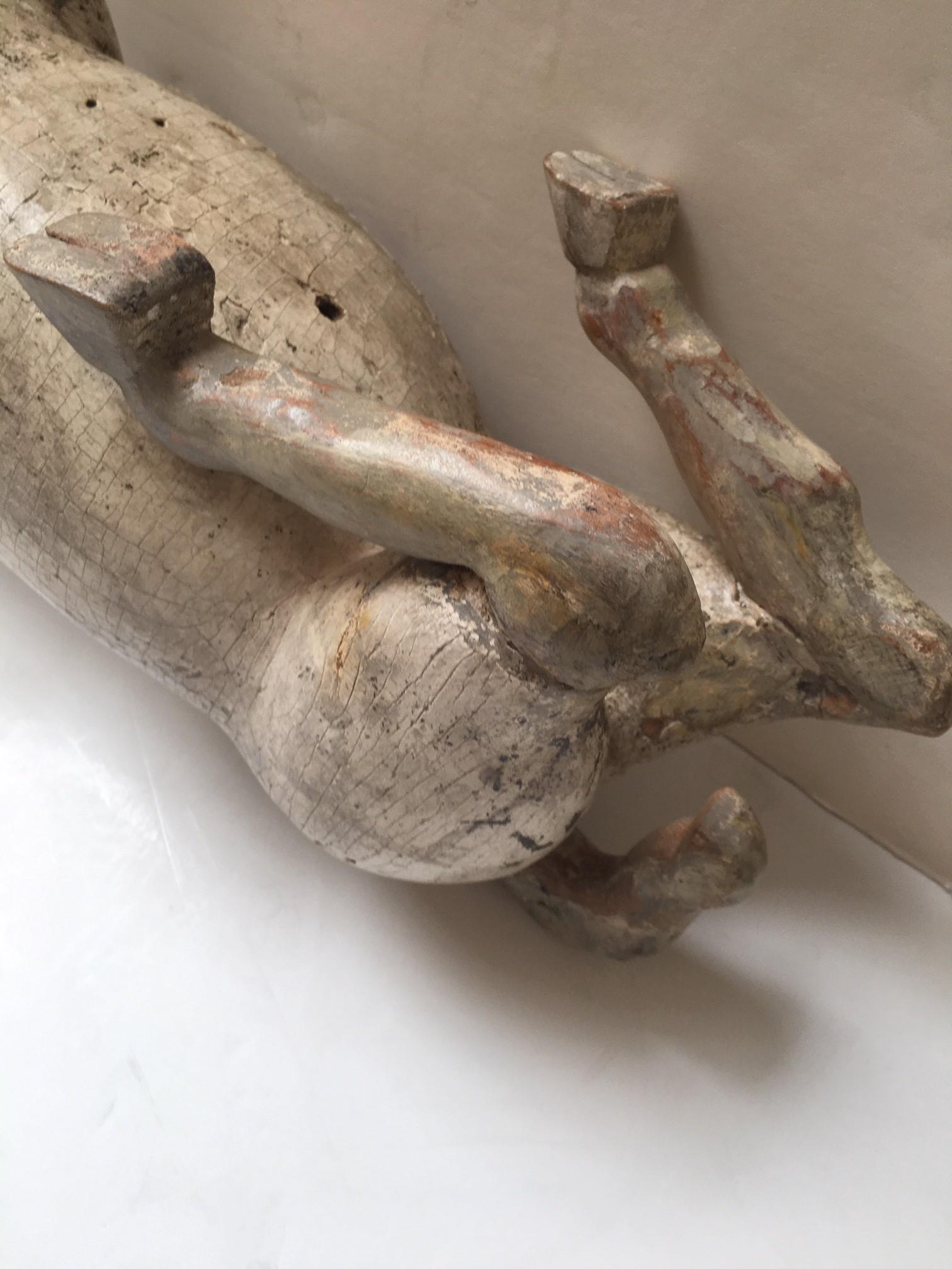 Capra cinese vintage intagliata a mano in legno e dipinta a mano di Falk Art in vendita 4