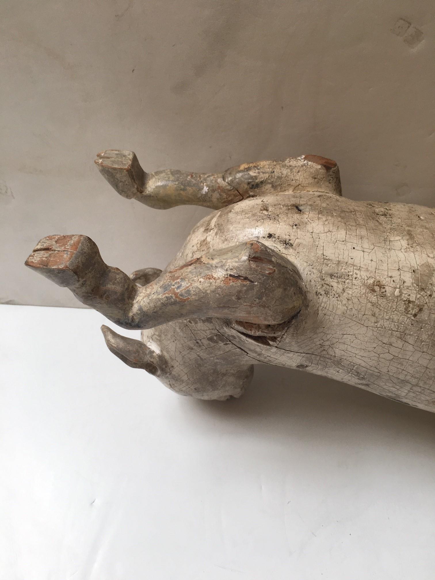 Capra cinese vintage intagliata a mano in legno e dipinta a mano di Falk Art in vendita 5