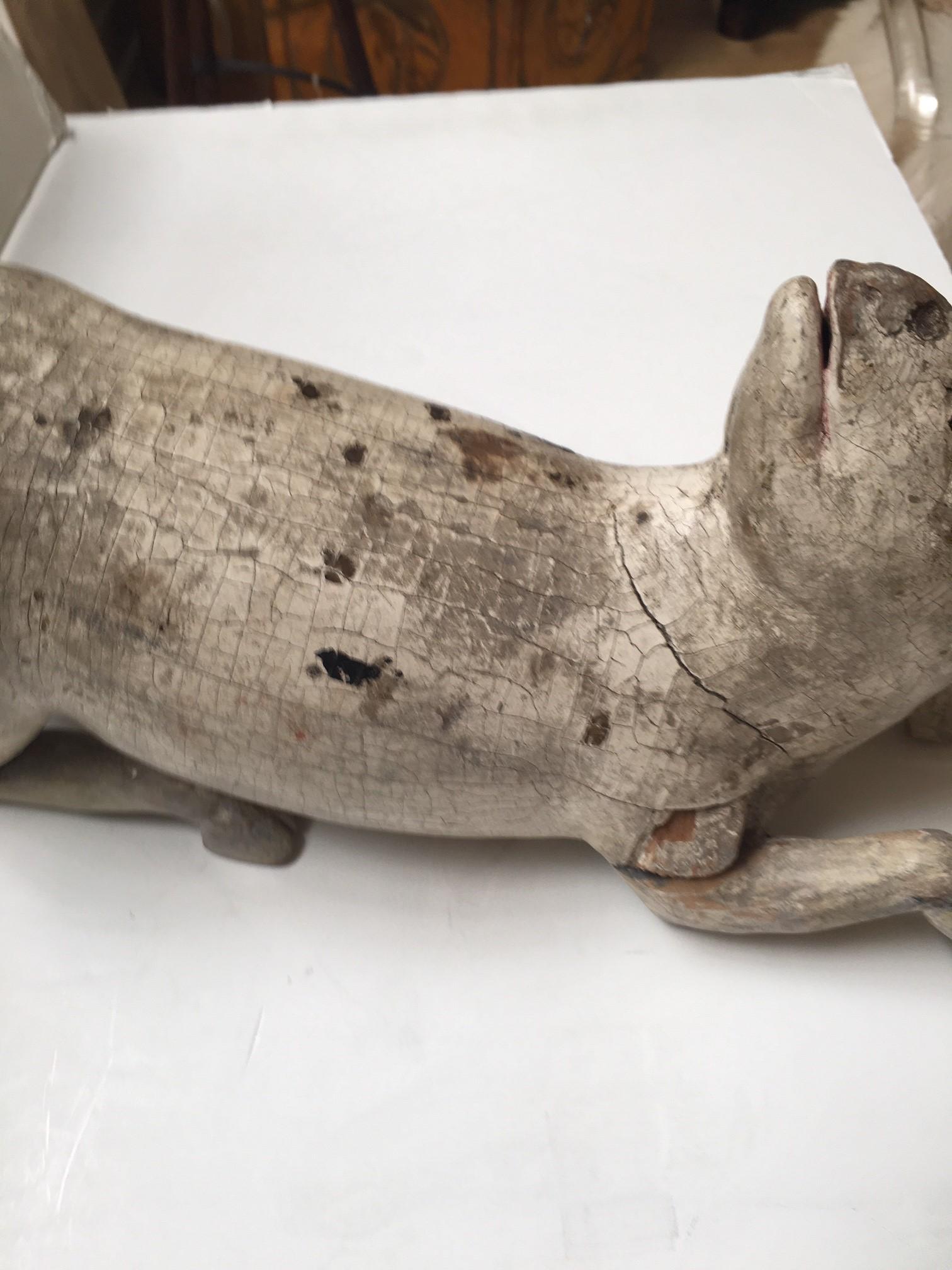 Capra cinese vintage intagliata a mano in legno e dipinta a mano di Falk Art in vendita 2