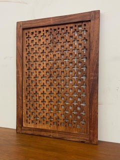 Vintage Hand-Carved Wooden Lattice Panel Wall Art Decorative Architectural Panel