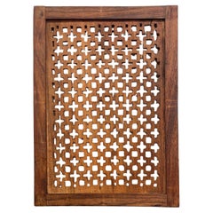 Vintage Hand-Carved Wooden Lattice Panel Wall Art Decorative Architectural Panel