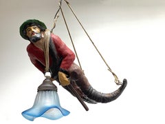 Vintage Hand Carved Wooden Lustermannchen Mountain Climber Sculpture Chandelier