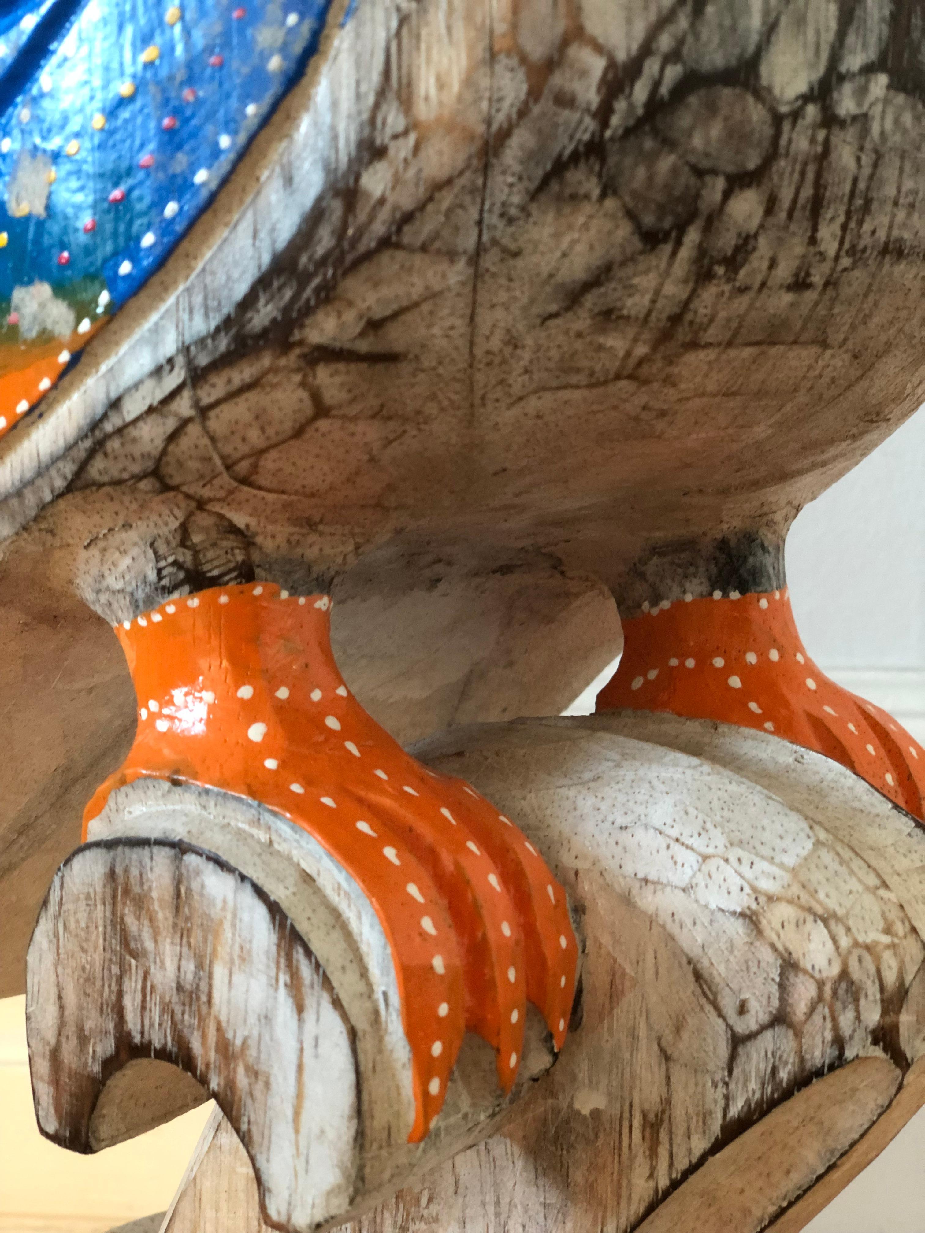 Sculpture de hibou en bois sculptée à la main, Portugal en vente 2