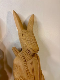 Crochets muraux vintage en bois sculpté à la main en forme de lapin, porte-manteaux, lot de deux, Philippines