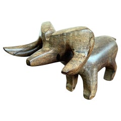 Vintage Hand-Carved Wooden Ram Figurine