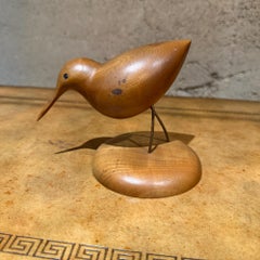 Vintage Hand-Carved Wooden Shorebird Figurine Heritage Myrtlewood