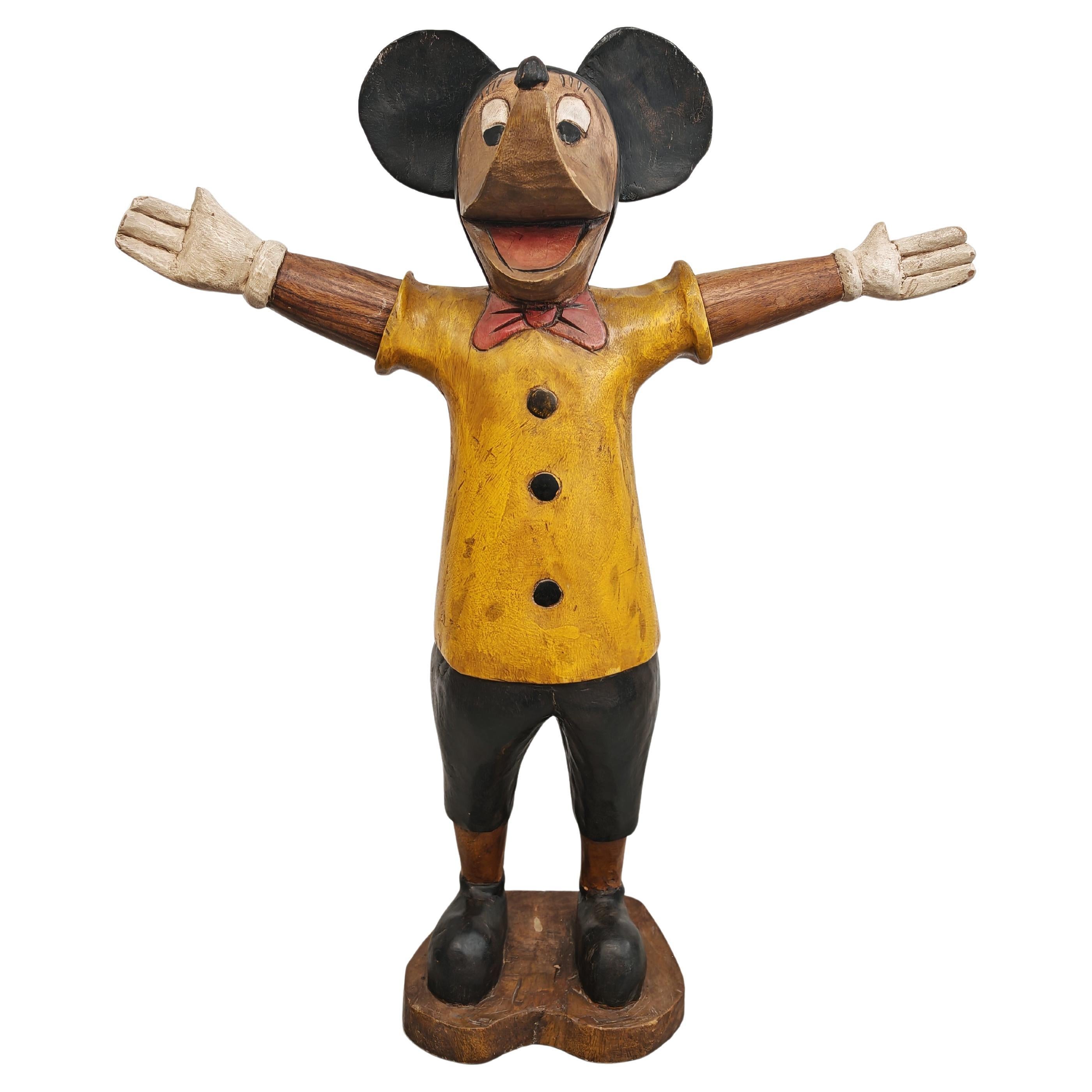 Scultura XL vintage di Topolino scolpita a mano, USA anni
40