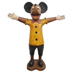 Vintage handgeschnitzte XL-Skulptur von Mickey Mouse, USA 1940er Jahre