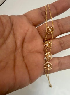 Vintage-Armband mit Blumen- und Diamantmotiven, 14 Karat Gelbgold, 3,5 g