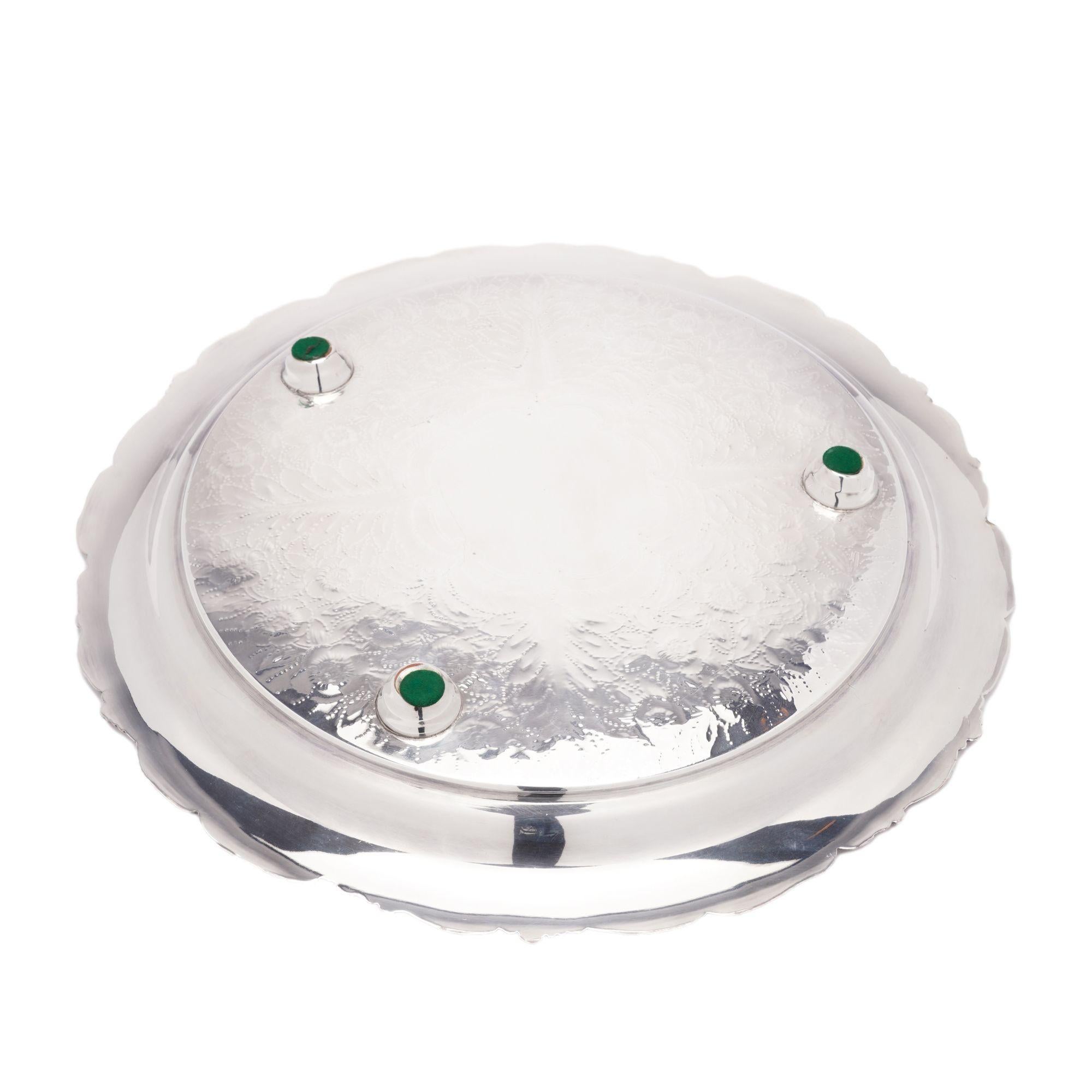 Vintage hand chased English Sheffield punch bowl & tray, c. 1900-50 For Sale 13