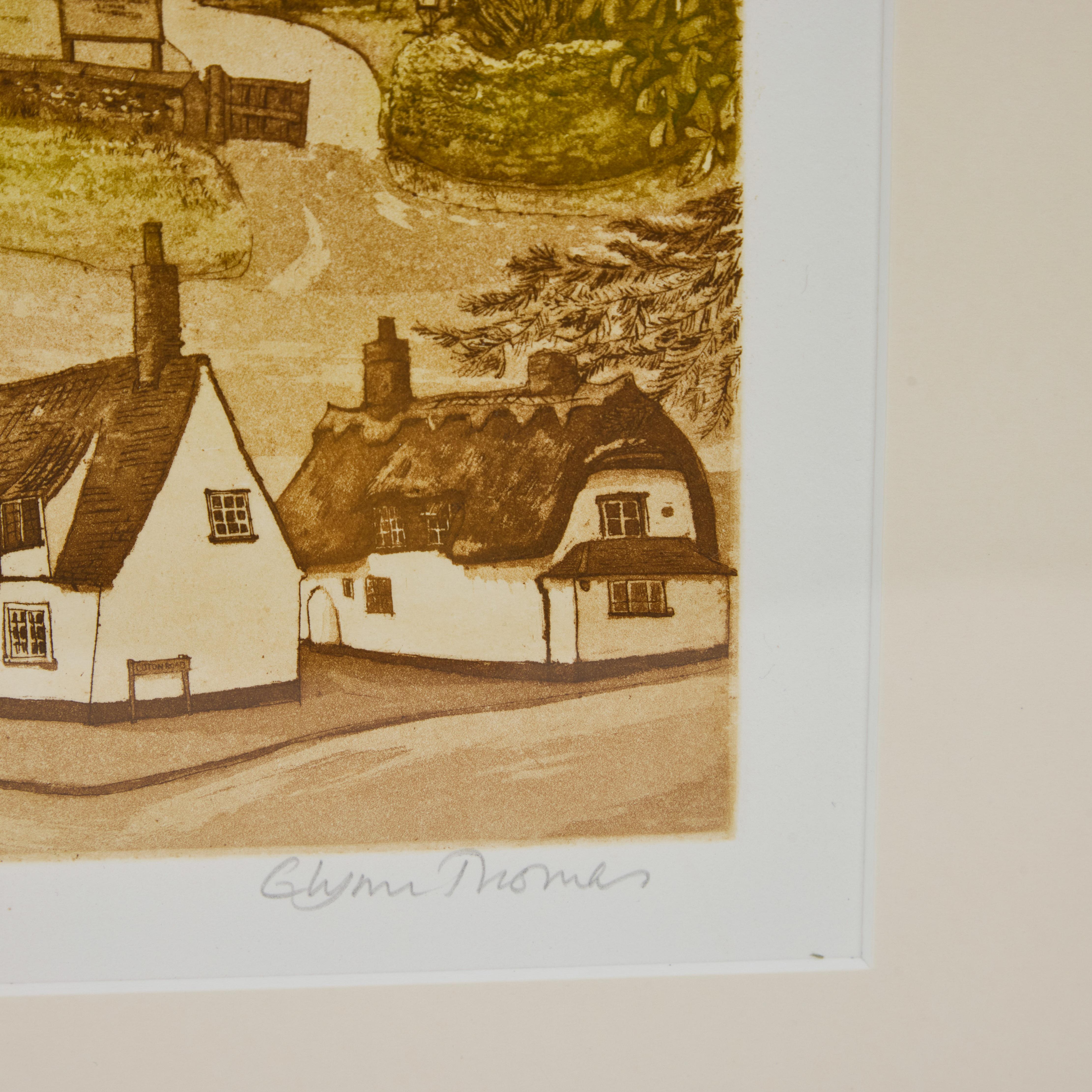 20th Century Vintage Hand Colored Lithograph of European Village Life, Newly Framed For Sale