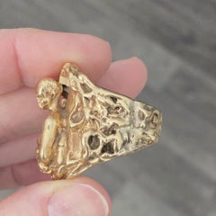 Vintage Hand Crafted 14K Yellow Gold Aquarius Zodiac Ring