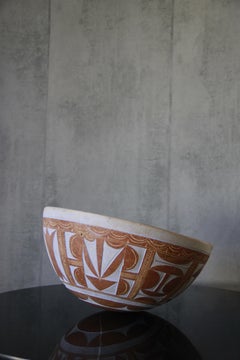 Vintage Hand-Crafted African Tribal Geometric Calabash Gourd Bowl #2