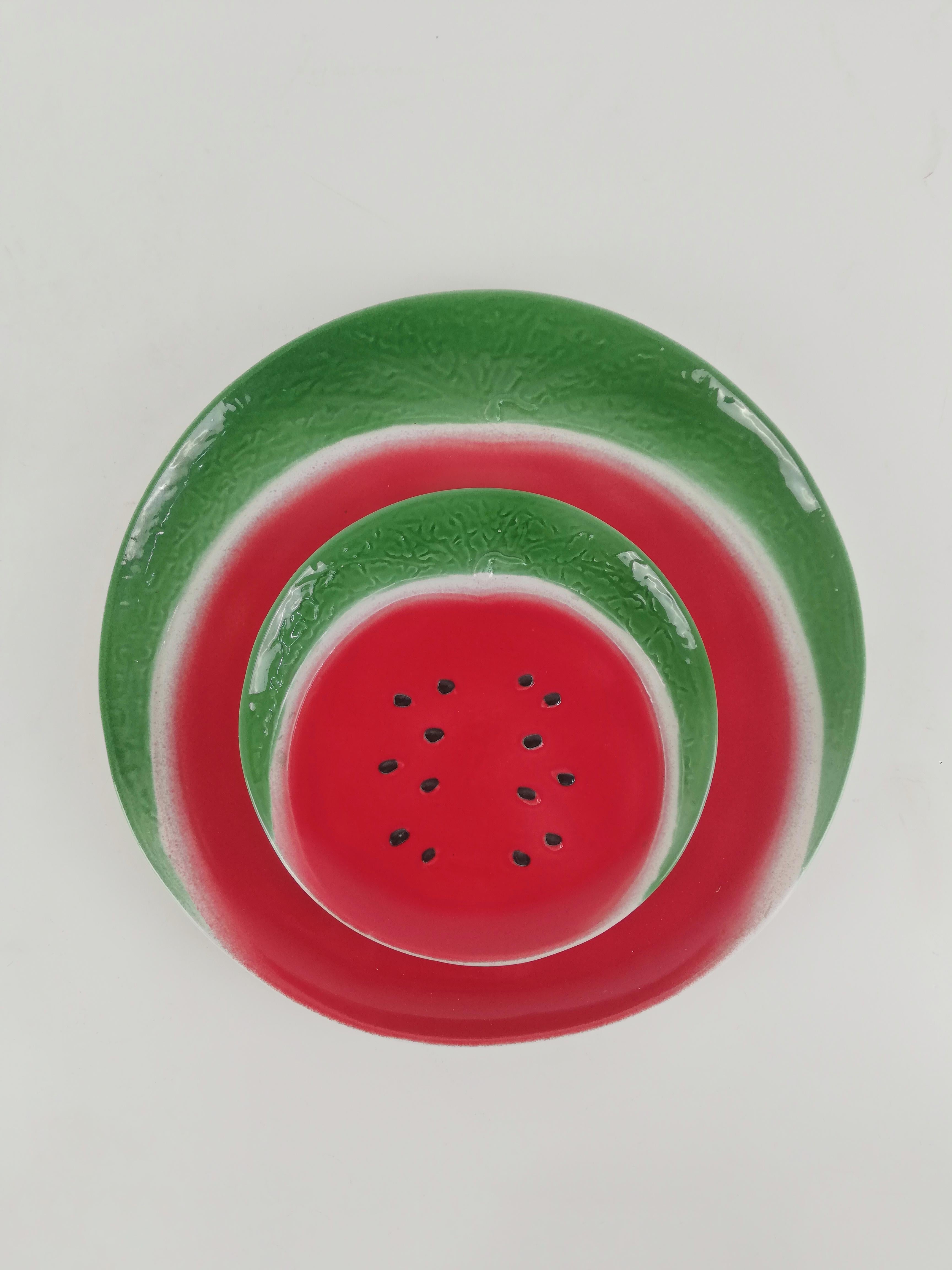 Vintage Handcrafted and Hand Painted Watermelon Plates, Italy, 1970s For Sale 6